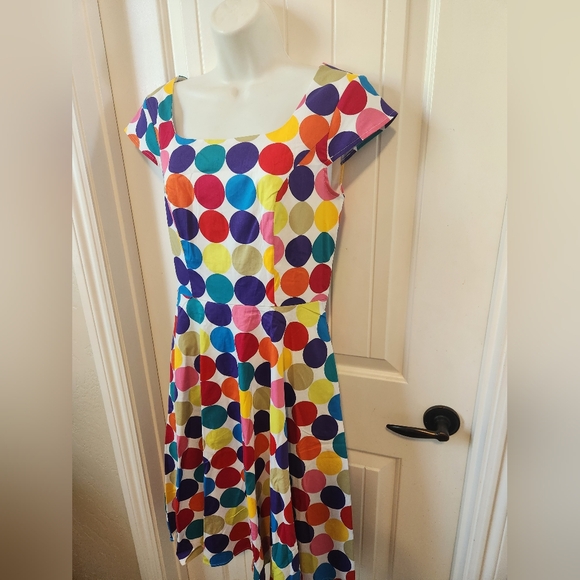 PUKAV Polka-dot Cocktail Dress Cap Sleeve 1950 Retro Swing Dress w/ Pockets Smal - Picture 9 of 10